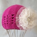 Embellish'd Pink Beanie White Flower Pearl